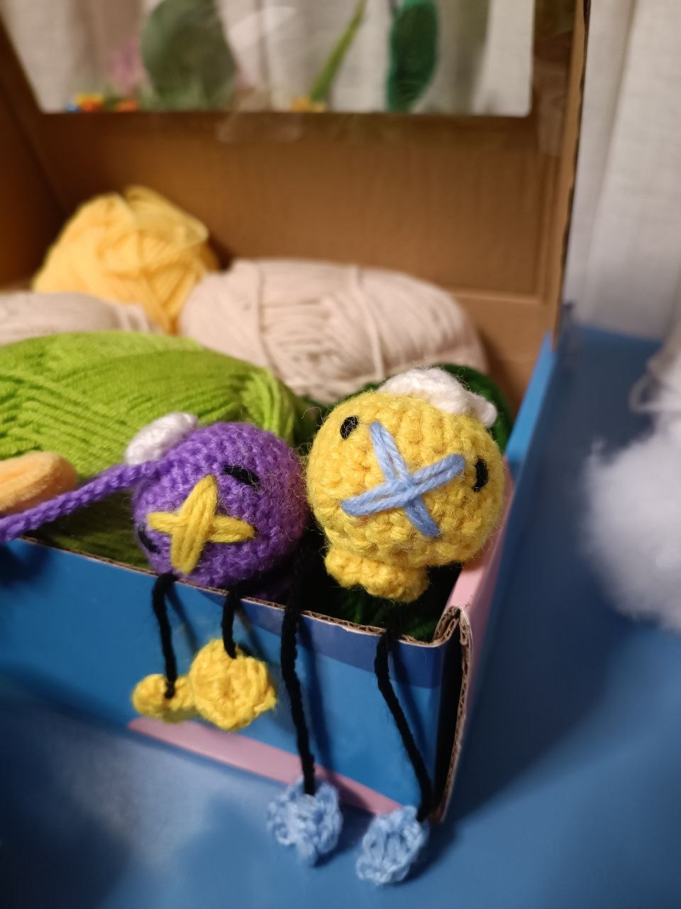 Two crochet plushes of the pokémon Drifloon
